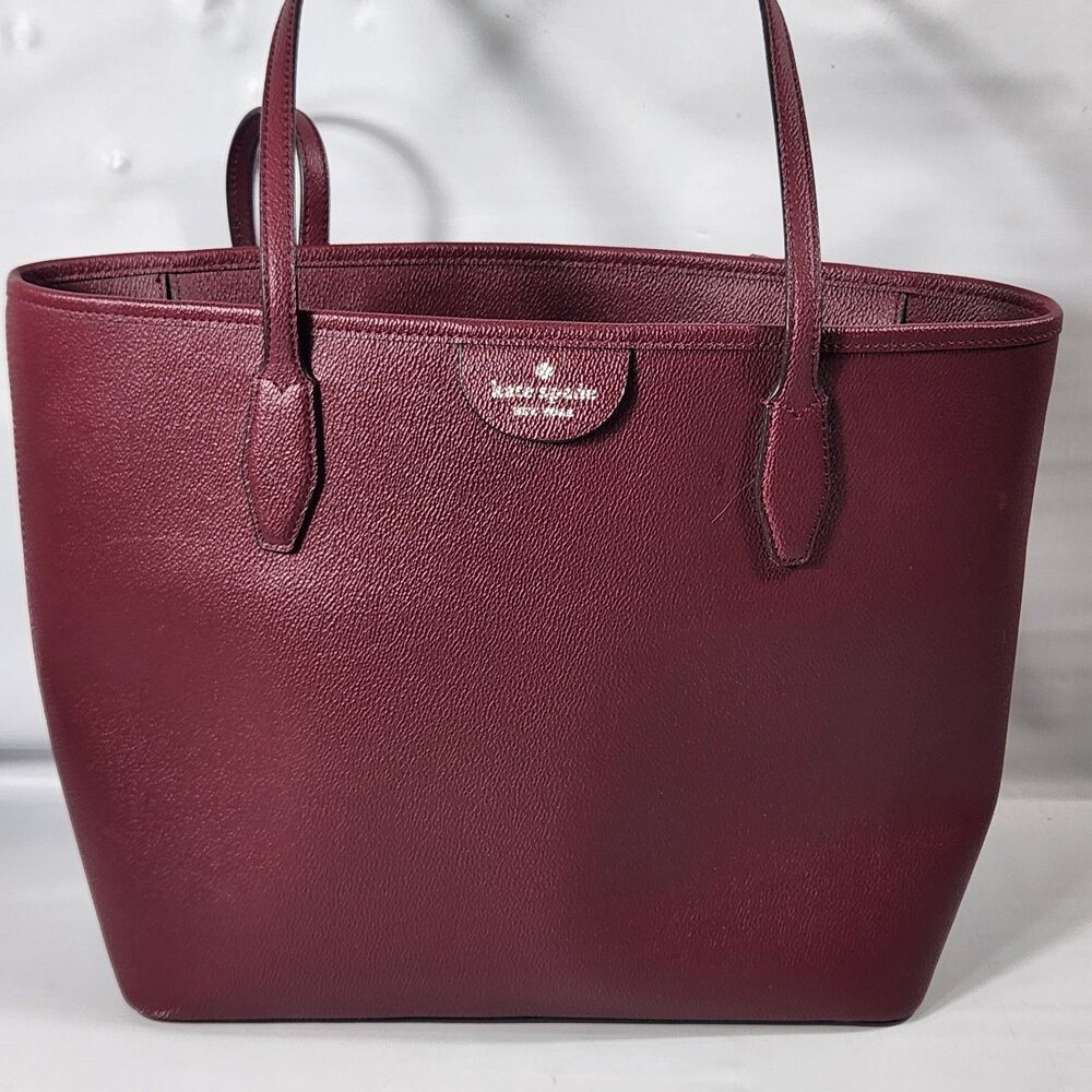 Kate Spade Jana Dark Merlot Leather Medium Tote Bag K8150 Purse